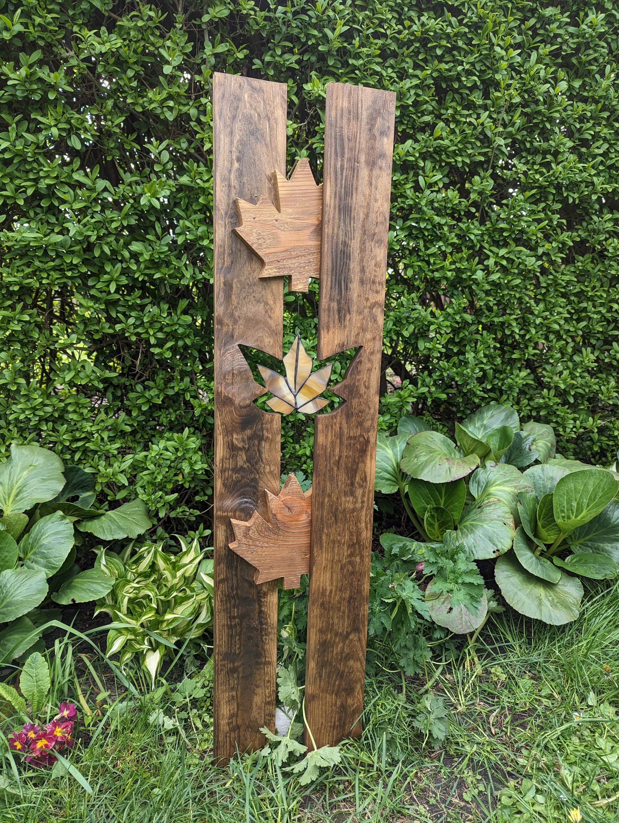 Gartenstele / Gartenstecker aus Holz Glas als Gartendeko Etsy.de