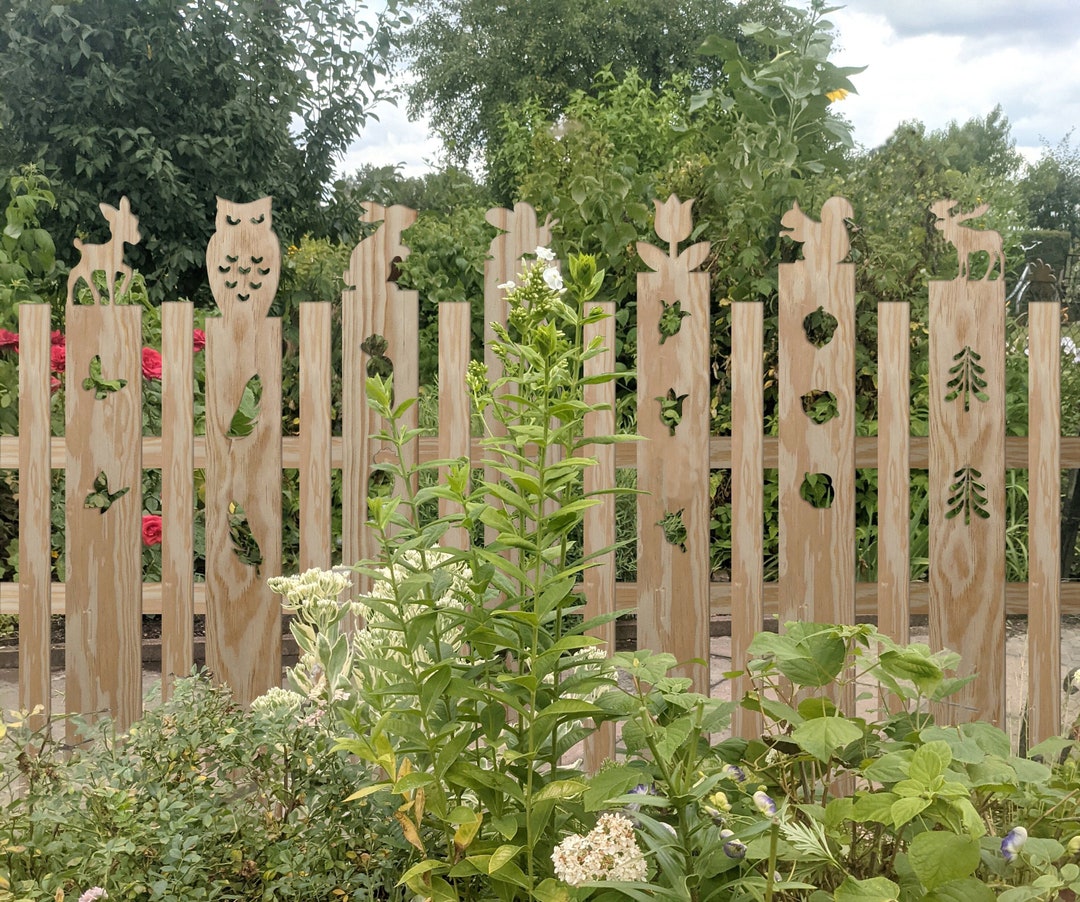 Zaun Deko mit Tiere Motiv aus Holz DekoZaun , Zaundeko , Gartenzaun