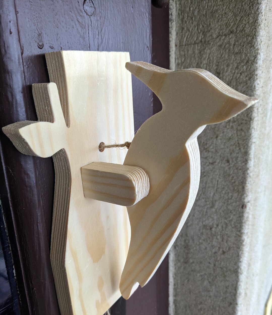 Holz Klopfspecht Türklingel - Naturholz Specht Mit Seilzug | Dekorative Türklingel Für Kinderzimmer & Eingang