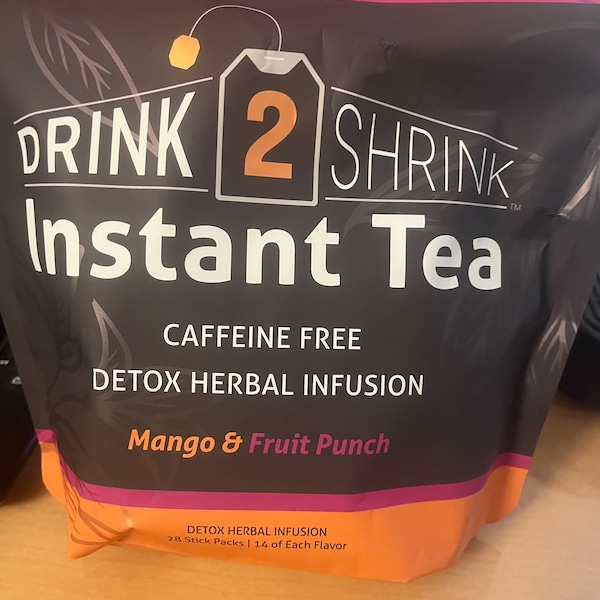 Drink 2 Shrink instant tea Mango / fruit punch flavors (No Medical Claims ) 28 sachets