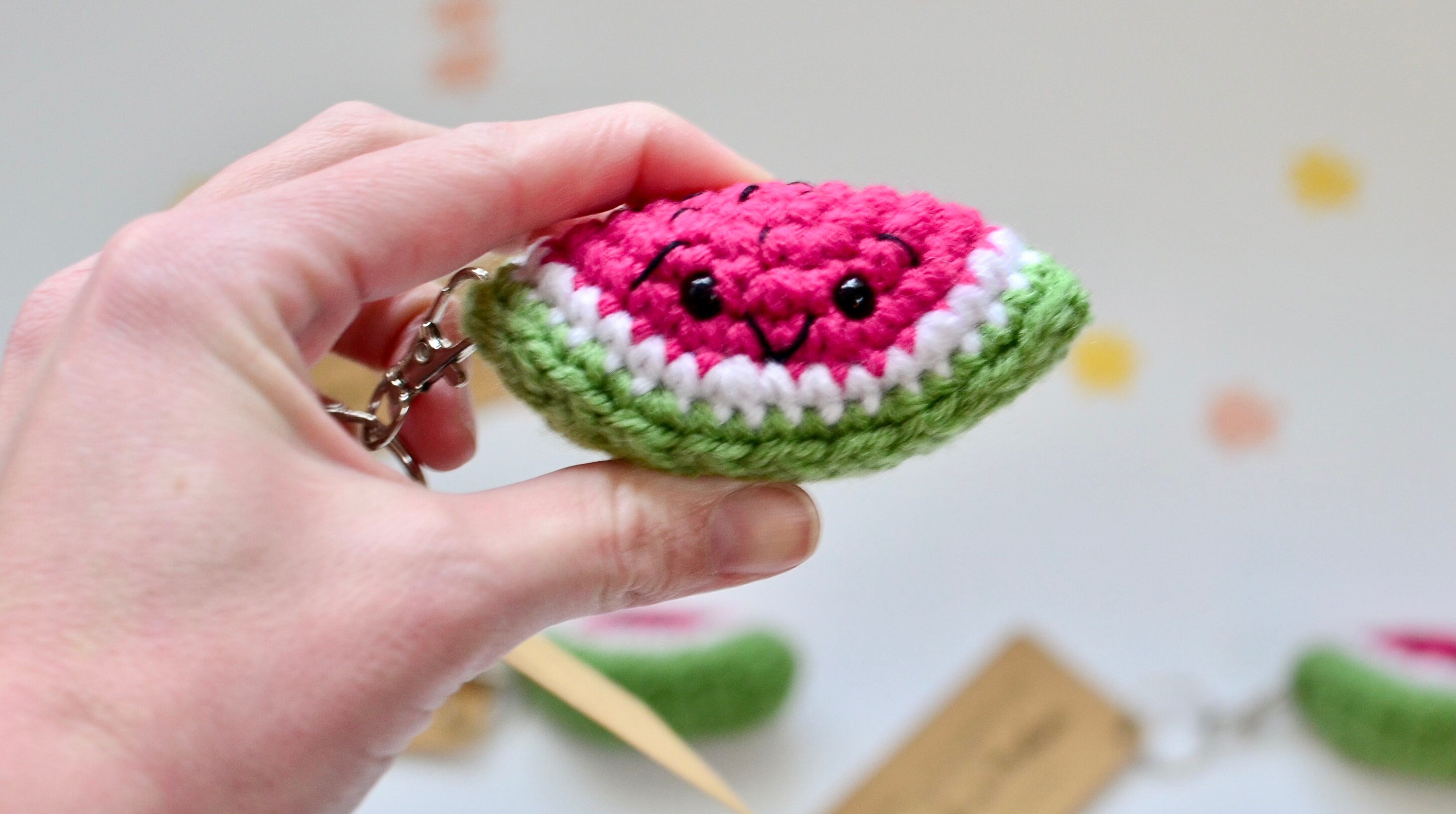 One in a Melon Crocheted Watermelon Keychain Personalized Etsy
