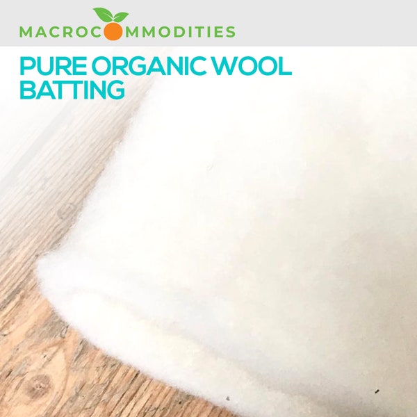 Pure Organic Wool Batting/ GOTS Certified/ Ideal for DIY Crafts, Upholstery, Decoration, Insulation and Arts.