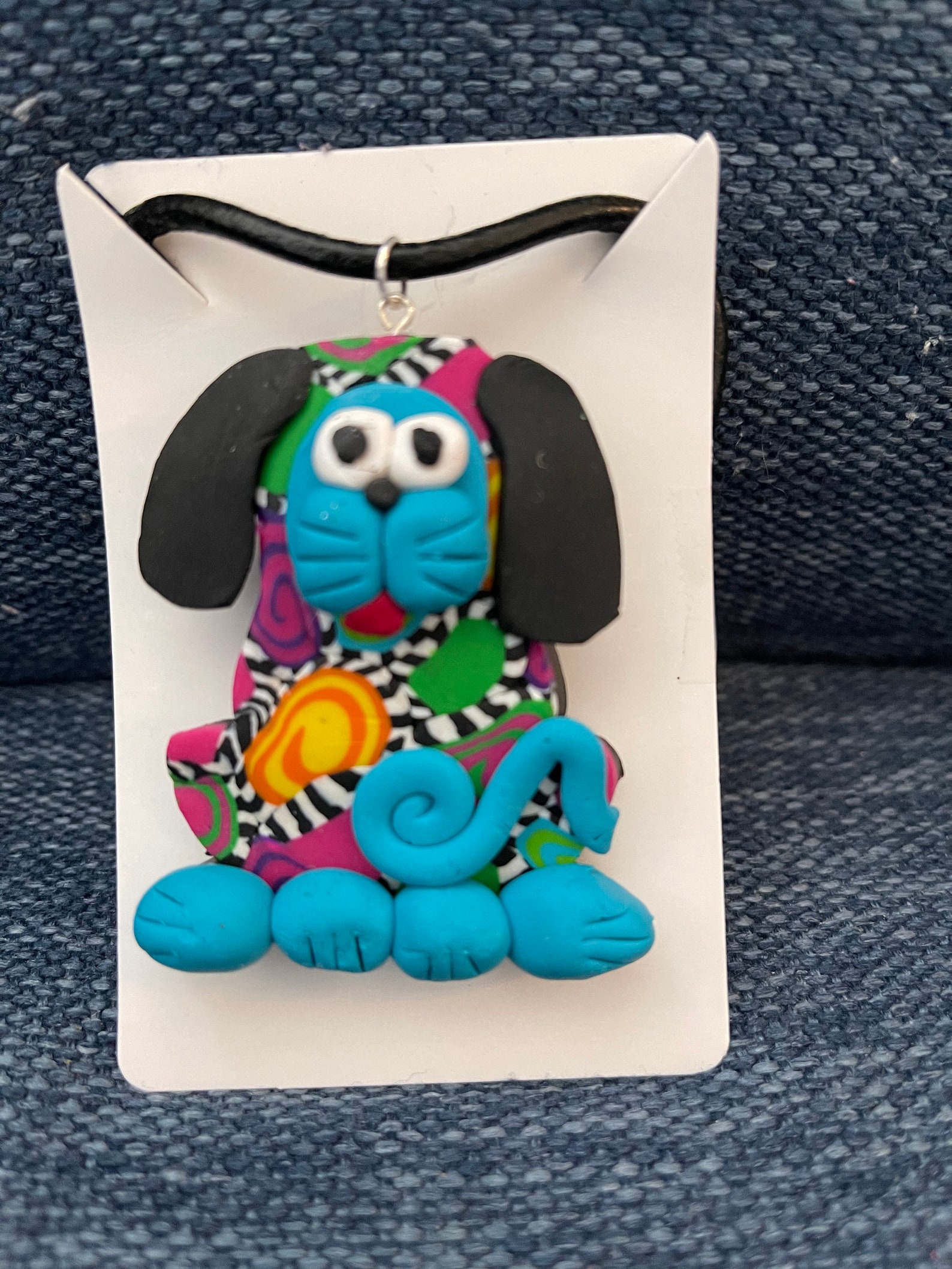 Whimsical Polymer Clay Dog Pendant Etsy