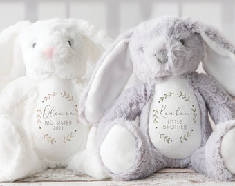 Personalised Big Sister Gifts - Big Brother Gifts - Big Sister Announcement - Little Brother Gifts - New Baby - Baby Boy Bunny - Baby Girl