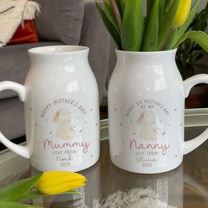 Personalised First Mother&#39;s Day Jug - Mother&#39;s Day Vase - Mother&#39;s Day Gift - Nan Gifts - Mum Gift - Gifts for Mum - Gardening Gifts Vase
