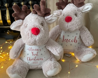 Personalised First Christmas Teddy - Baby's First Christmas Gift - 1st Christmas Keepsake - First Christmas Ornament - Reindeer Teddy