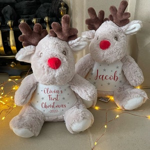 Personalised First Christmas Teddy - Baby's First Christmas Gift - 1st Christmas Keepsake - First Christmas Ornament - Reindeer Teddy