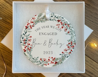 Personalised Engagement Ornament - Engagement Gift - Engagement Present - Christmas Bauble - Engagement Keepsake - Engaged - Bauble