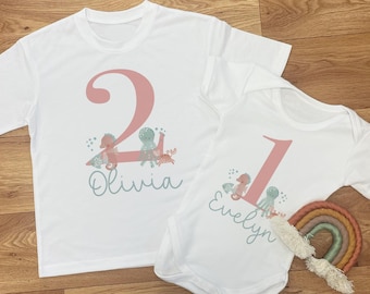 Personalisiertes Ocean Erster Geburtstag T-Shirt & Babyweste - Erster Geburtstag Tshirt - Beere Geburtstagsfeier - 1. Geburtstag Geschenke - Baby Mädchen - Meer