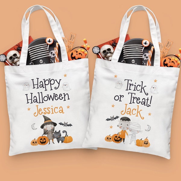 Personalised Halloween Gift Bag - Halloween Trick or Treat Bag - Halloween Accessories - Personalised Halloween Bag - Halloween Decor