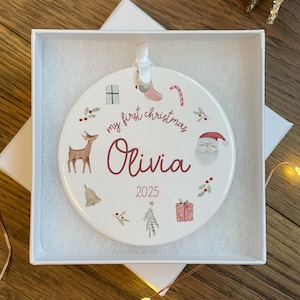 Personalised Baby&#39;s First Christmas Bauble - First Christmas Ornament - First Christmas Bauble - Baby First Xmas Tree Decoration - Keepsake
