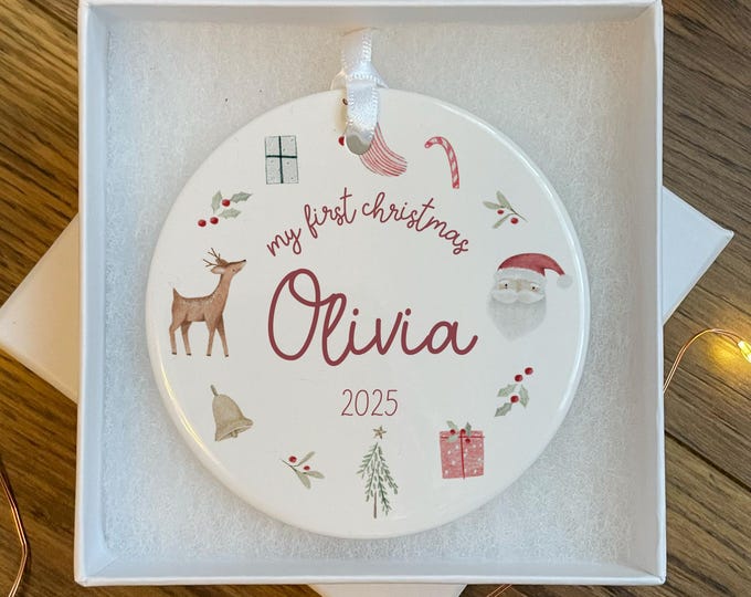 Personalised Baby's First Christmas Bauble - First Christmas Ornament - First Christmas Bauble - Baby First Xmas Tree Decoration - Keepsake