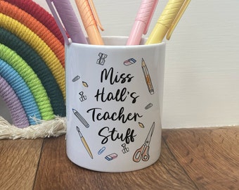 Personalised Teacher Pencil Pot – Desk Organizer, Teacher Gift - Stationary for Teachers