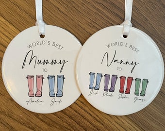 Personalised World's Best Nanny Ornament - Mother's Day Gift - Personalised Family Decoration - Grandparent Gift - First Mothers Day Gift