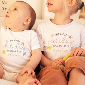 Personalised First Holiday T-Shirt & Baby Vest - My First Holiday - First Vacation - First Holiday Gift - Summer Kids T-Shirt - Memory Box
