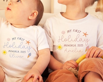 Personalised First Holiday T-Shirt & Baby Vest - My First Holiday - First Vacation - First Holiday Gift - Summer Kids T-Shirt - Memory Box