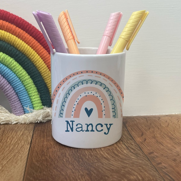 Personalised Rainbow Pen Pot - Personalised Pencil Pot - Rainbow Pencil Pot - Personalised Teacher Gift - Personalised Pen Pot - Rainbow