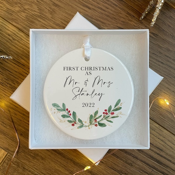 Personalised First Christmas as Mr & Mrs Bauble - First Christmas Married Ornament - Personalised Wedding Ornament - Christmas Wedding