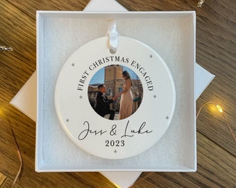 Personalised Christmas Engagement Ornament - Engagement Gift - Engagement Present - Photo Engagement Gift - Engagement Keepsake - Engaged