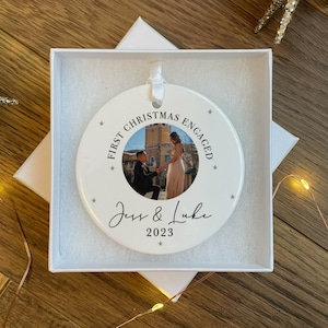 Personalised Christmas Engagement Ornament - Engagement Gift - Engagement Present - Photo Engagement Gift - Engagement Keepsake - Engaged