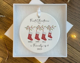 Personalised First Christmas as a Family of 3 Bauble - First Christmas Ornament - First Christmas Bauble - Baby First Xmas Tree Decoration