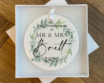 Personalised First Christmas as Mr & Mrs Bauble - First Christmas Married Ornament - Personalised Wedding Ornament - Christmas Wedding