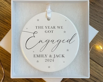 Personalised Engagement Ornament - Engagement Gift - Engagement Present - Christmas Bauble - Engagement Keepsake - Engaged - Bauble