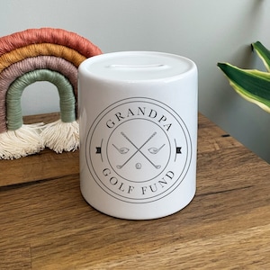 Personalised Golf Fund Money Box - Personalised Father's Day Golf Gift - Personalised Grandad Gift - Father's Day Gifts UK