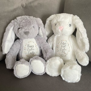 Premier lapin de Pâques personnalisé Lapin Teddy - Cadeau de Pâques personnalisé - Cadeaux de Pâques pour bébé - Premières décorations de Pâques - Lapin de Pâques