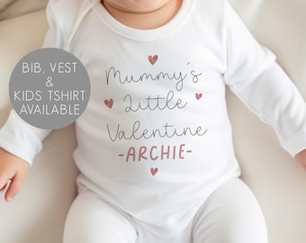 Personalised Daddy&#39;s / Mummy&#39;s Little Valentine Baby Vest - Baby Valentine&#39;s Day Outfit - Valentine&#39;s Babygrow - First Valentines Day Outfit