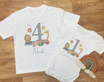 Personalised Jungle Birthday T-Shirt - Baby Boy First Birthday Baby Vest - Jungle Baby Vest - Jungle Nursery Decor - Girl 1st Birthday