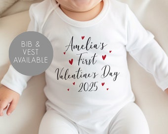 Personalised First Valentine's Day Baby Vest - Baby Valentine's Day Outfit - Valentine's Babygrow - First Valentines Day Outfit