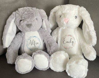 Personalised Bunny Rabbit Teddy - Personalised Baby Gift - Baby Boy - Baby Girl - New Baby Gift - Baby Shower - Easter Gifts - Easter Bunny