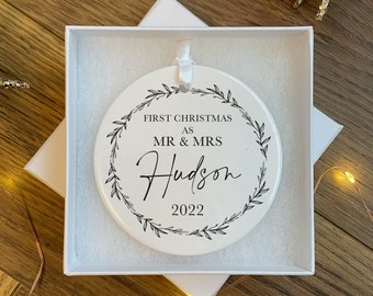Personalised First Christmas as Mr & Mrs Bauble - First Christmas Married Ornament - Personalised Wedding Ornament - Christmas Wedding