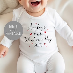 Personalised First Valentine&#39;s Day Baby Vest - Baby Valentine&#39;s Day Outfit - Valentine&#39;s Babygrow - First Valentines Day Outfit