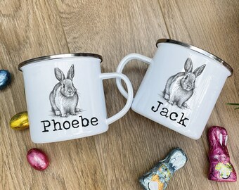 Personalised Easter Mug - Easter Bunny Mug - Easter Gifts For Kids - Personalised Mug - Easter Bag - Initial Mug - Easter Metal Mug