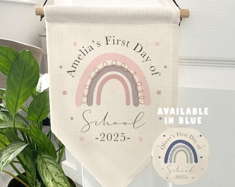 Personalised First Day of School Flag - First Day of Preschool Sign - First Day of Nursery - First Day Flags - First Day of School Sign