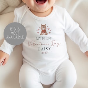 Personalised First Valentine&#39;s Day Baby Vest - Baby Valentine&#39;s Day Outfit - Valentine&#39;s Babygrow - First Valentines Day Outfit
