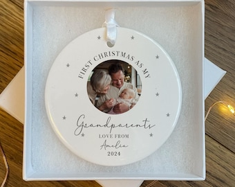 Personalised First Christmas as Grandparents Photo Bauble - Grandparent Gifts - Nanny Gifts - Grandad Gift - Grandparent Ornament Christmas
