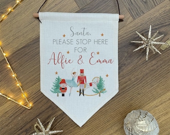 Personalised Santa Stop Here Sign - Personalised Christmas Sign - Door Sign - Santa Please Stop Here - Christmas Decorations - First Xmas
