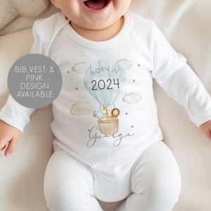 Personalised Born in 2024 Baby Vest - Safari Baby Sleepsuit - Personalised Baby Vest - New Baby Gift - Baby Girl - Baby Girl Gifts - Boy