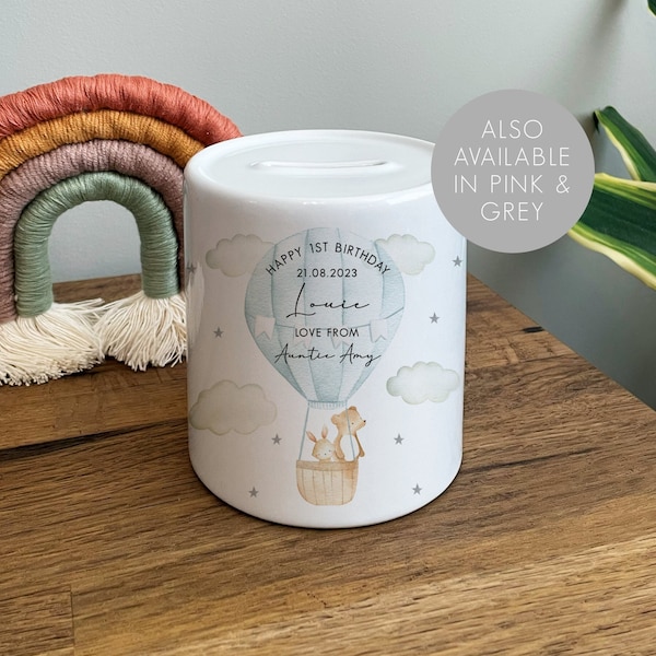 Personalised First Birthday Money Box - 1st Birthday Gifts - First Birthday Gift - 1st Birthday Girl - 1st Birthday Boy - Birthday Present