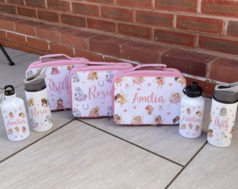 Gepersonaliseerde Lunch Box & Water Bottle Set - Kids Lunch Bag - Girls Lunch Box - Kids Water Bottles - Horse Lunch Box - Princess Lunch Box