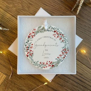 Personalised First Christmas as Grandparents Bauble - Grandparent Gifts - Nanny Gifts - Grandad Gift - Grandparent Ornament - Christmas