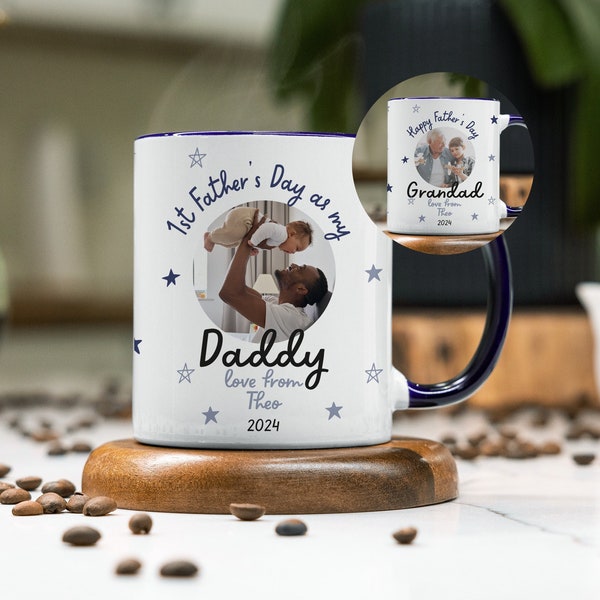 Taza personalizada del primer día del padre - regalo del abuelo - mejor taza de papá - taza del día del padre - taza personalizada - primer día del padre - taza de fotos