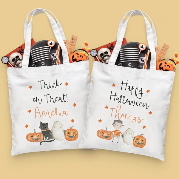 Personalised Halloween Gift Bag - Halloween Trick or Treat Bag - Halloween Accessories - Personalised Halloween Bag - Halloween Decor