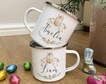 Personalised Easter Mugs - Easter Bunny Mug - Easter Gifts For Kids - Personalised Mug - Easter Bag - Initial Mug - Easter Metal Mug