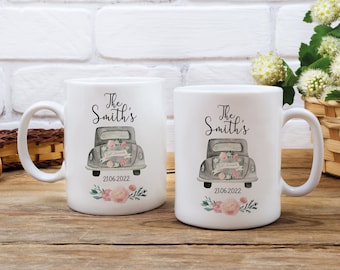 Personalised Just Married Mugs, Personalised Wedding Gift, Personalised Couple Mugs - Mr and Mrs Gift - Wedding Gifts - Wedding Favours