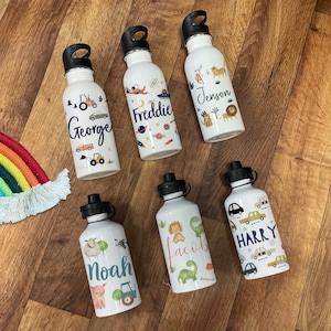 Personalised Kids Water Bottle - Jungle Water Bottle - School Water Bottle - Nursery Water Bottle -  Personalised Water Bottle Kids - Child