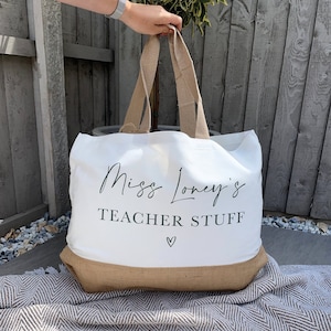 Personalised Teacher Bag - Personalised Teacher Bag - Teacher Gift - Teacher Gifts - Thank You Teacher Gift - Jute Lunch Bag - Teachers